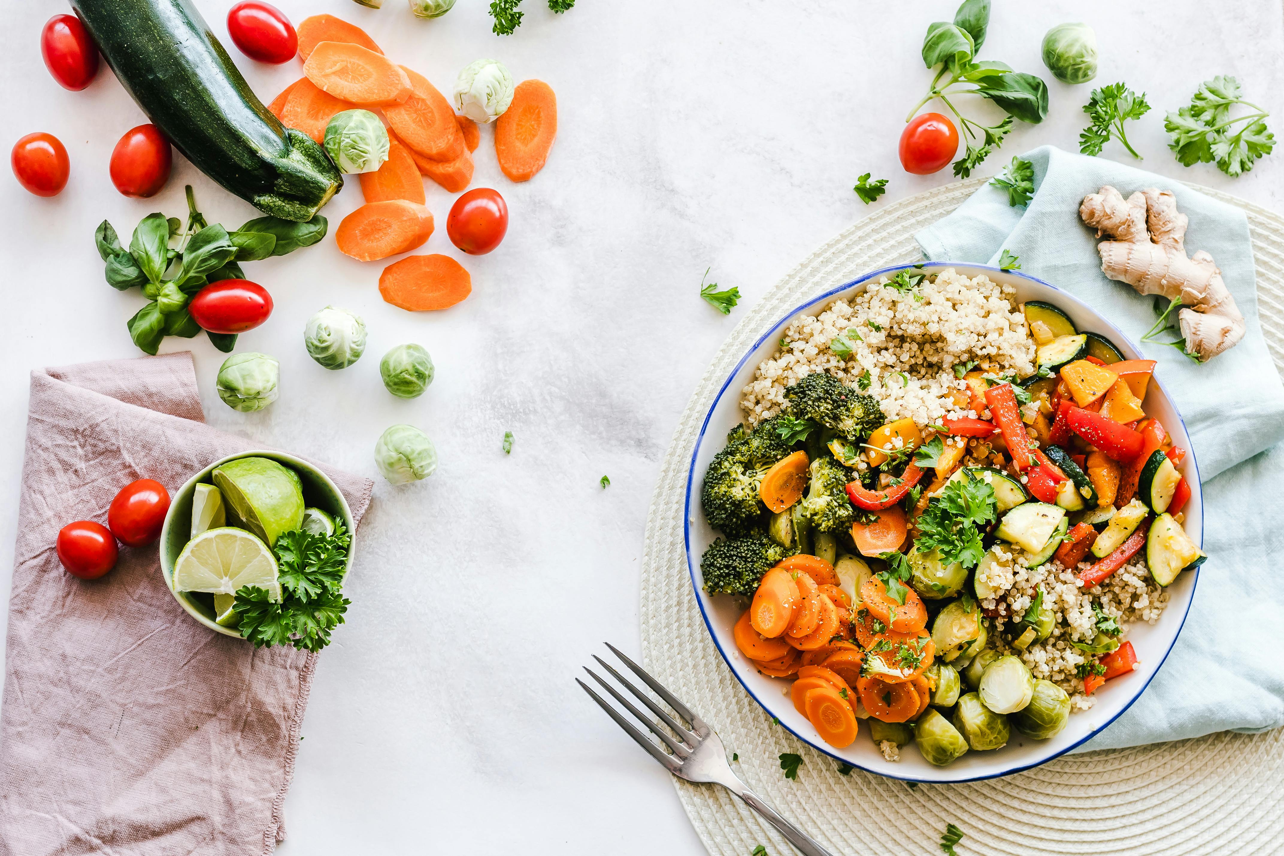 Healthy food ingredients displayed